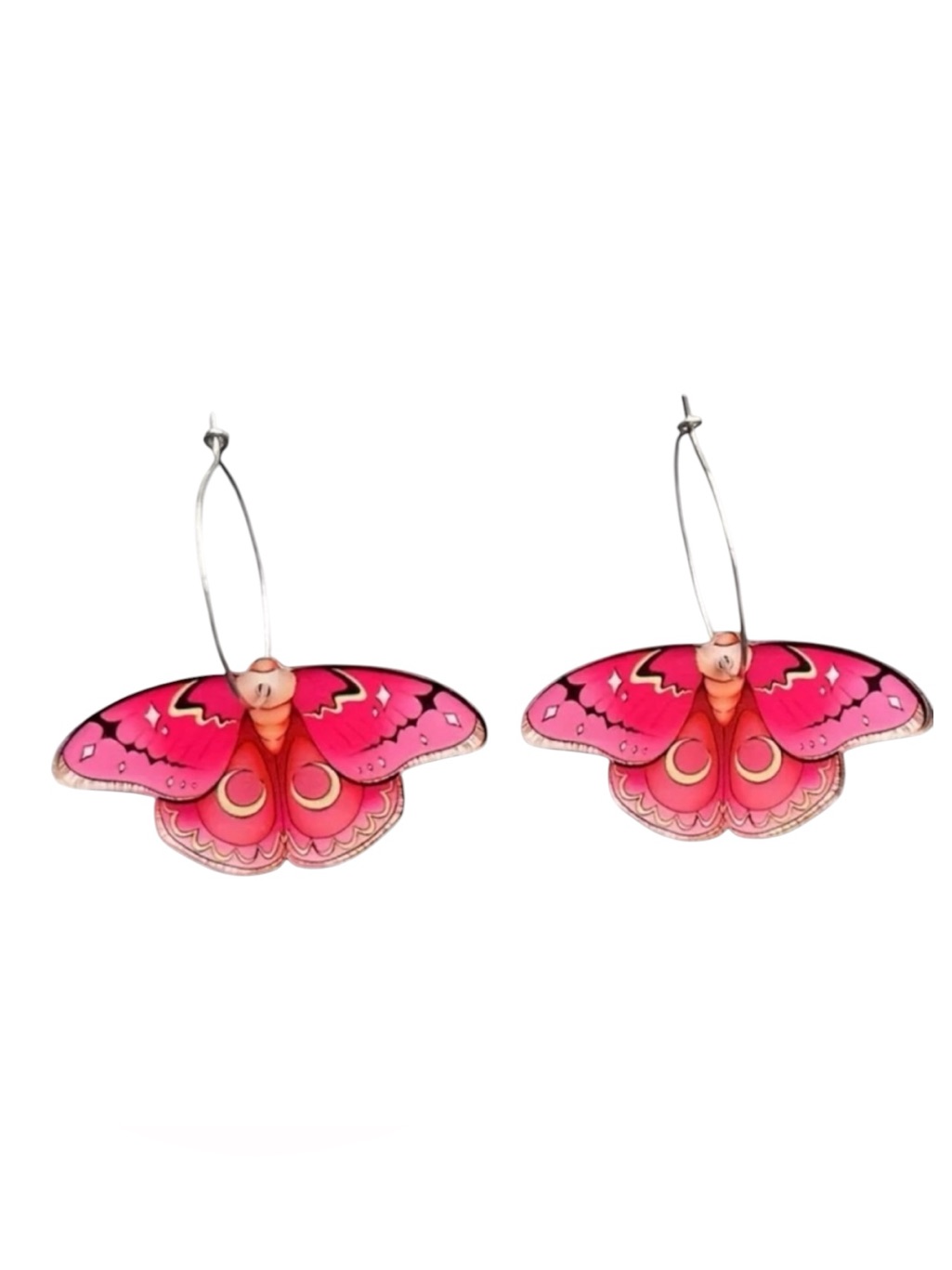 Pink Moth Dangle Earrings